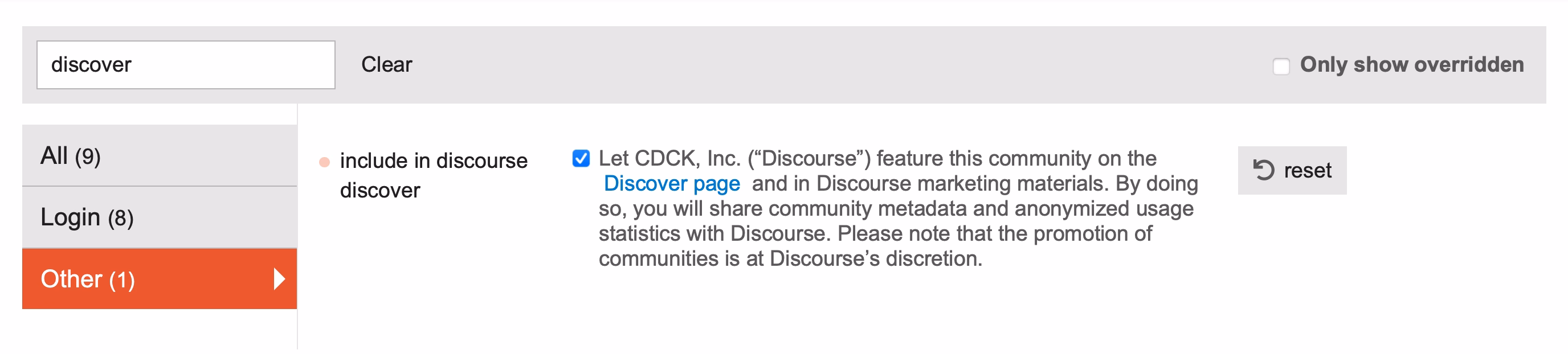 The image displays a screenshot of a webpage with a search bar and a clear button, and below the search bar, there is a message indicating that the user can include in discourse, discover, login, and other options.  (Captioned by AI)